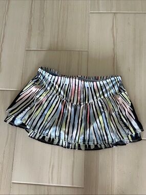 Lucky in Love Black Striped Multicolor Tennis Skirt